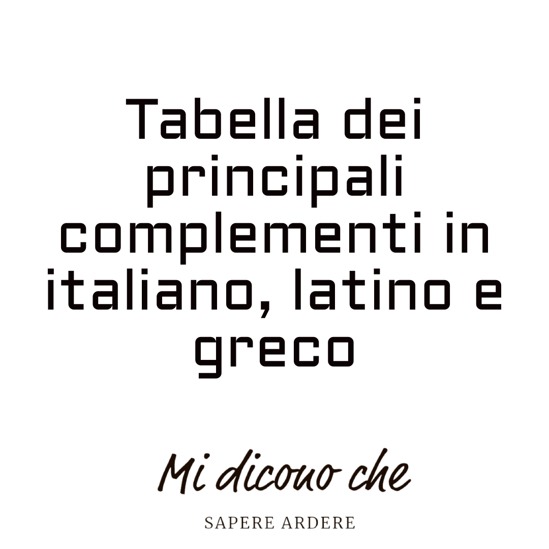 Tabella dei principali complementi in italiano, latino e greco